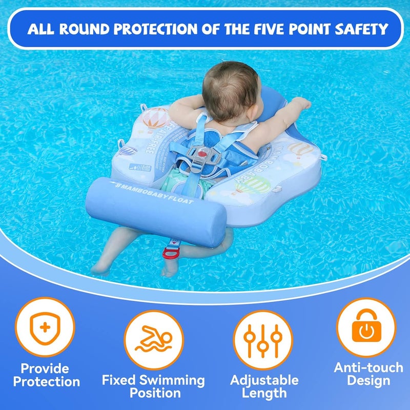 GENTEACO Mambobaby Baby Swim Float with Canopy Non-Inflatable Infant Pool Float with Tail 3-24 Months Avoid Flip Solid Skin-Friendly Material for Toddler Boys Girls - Image 4